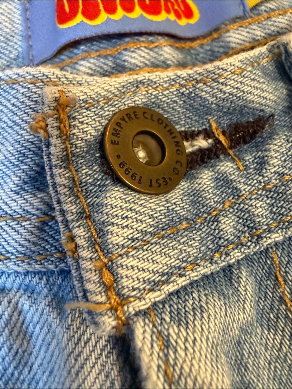 Empyre vintage Light Wash Denim Cutoff Shorts with Frayed Hem - Picture 7 of 11